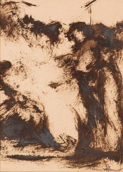 马林·拉莫斯，埃乌斯塔基奥（1873—1959）
纸本墨画。右下角签名。16.5 × 12 厘米。