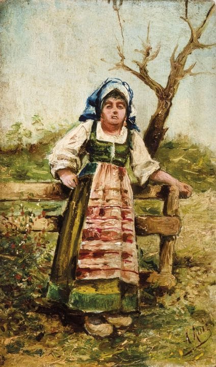 A. 鲁伊斯（19世纪）
木板油画。右下角有签名。15 × 10 厘米。画框需检查