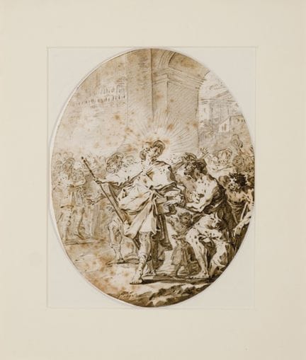18世纪西班牙画派
纸本水墨。底部署名[V.López]。19.5 x 16 厘米。