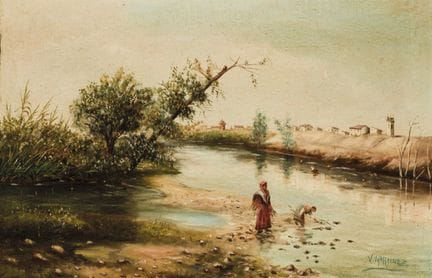 V. 马丁内斯（19世纪）
布面油画。右下角签名 [V. 马丁内斯]。37 × 58 厘米。画框需重
