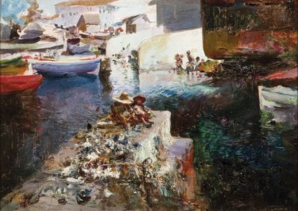 何塞·纳瓦罗·略伦斯（1867—1923）
木板油画。右下角签名。18.5 × 26.5 厘米。