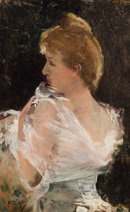 阿尔贝托·普拉·鲁比奥（1867—1937）
木板油画。左下角签名。24 × 14.5 厘米。