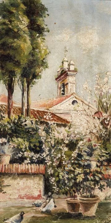19世纪西班牙画派
木板油画。右下角有签名。25.5 × 14 厘米。