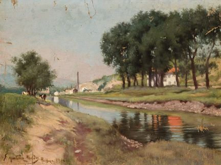 胡安·马丁内斯·阿巴德斯（1862—1920）
布面油画。可能描绘了毕尔巴鄂河口。左下角有签名。22