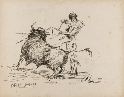 罗伯托·多明戈·伊·法洛拉（1883—1956）
纸本墨画。左下角签名。17 × 21 厘米。纸张发