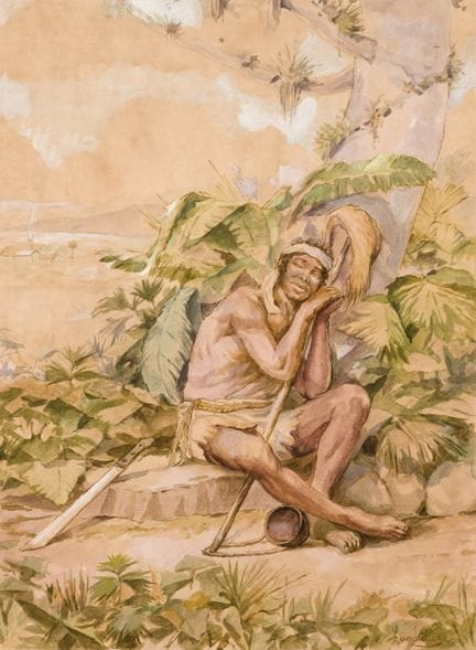 维克多·帕特里西奥·兰达卢塞（1828—1889）
纸本水彩画。右下角有签名。附有奥尔加·洛佩斯·努