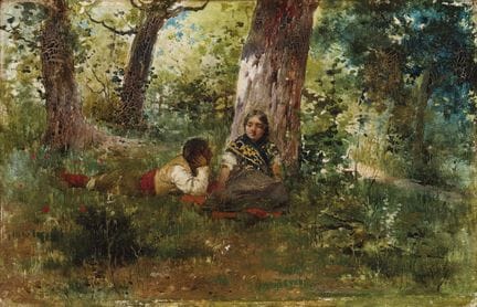 菲略尔，安东尼奥（1870—1930）
木板油画。右下角签名。14 × 21 厘米。