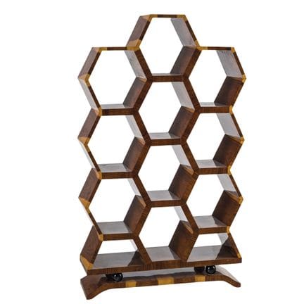 Geometric design shelving unit in veneered wood fo