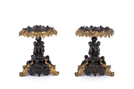 Pair of Napoleon III censers or cups made of gilt 