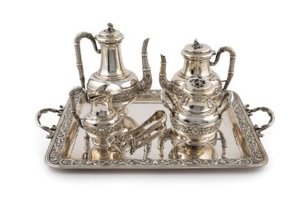 Spanish silver coffee and tea set, hallmarked 916.