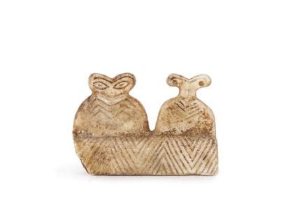 Idol of eyes in carved and polished stone. Tel Bra
