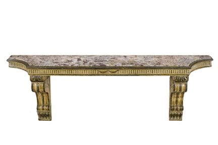 Neoclassical style floating console table in carve