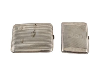 Two cigarette cases in hallmarked silver, 800 and 