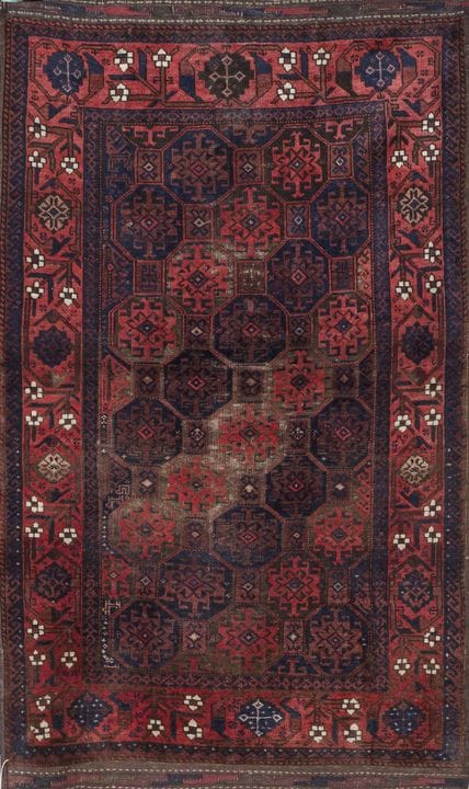Oriental Balouch rug made of wool. Geometric decor