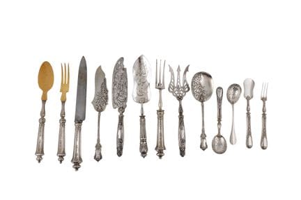 Sophisticated set of serving cutlery in hallmarked