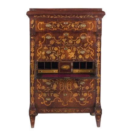 Louis XVI style chiffonier desk with marquetry in 