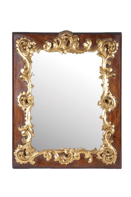 Cornucopia mirror in carved wood and gilded with g
