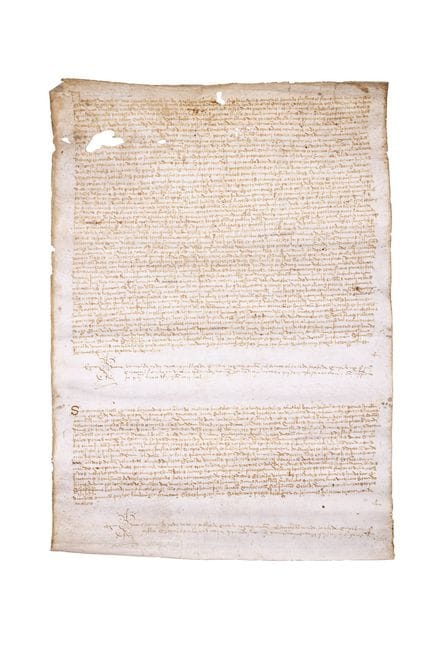Handschrift auf Pergament. – Notarielle Unterschri