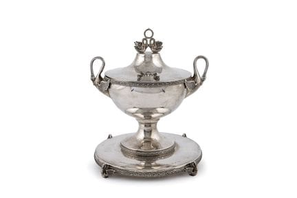 Spanish silver tureen with presenter, hallmarked, 
