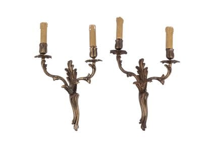 Pair of Louis XV style two-light wall sconces made