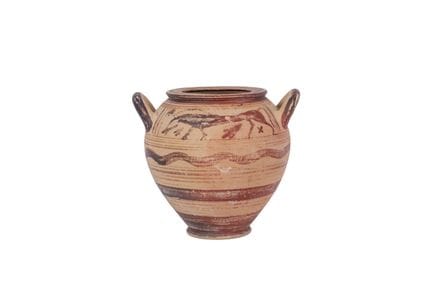 Greek lebes in glazed pottery. Greece, Geometric P