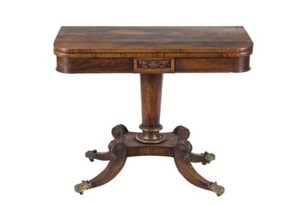 English Regency-era game table in rosewood. Decora