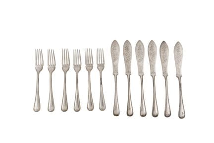 Set of 6 fish dishes in Old Sheffield silver-plate
