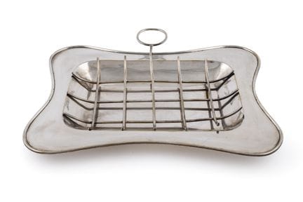 Silver-plated metal asparagus serving platter. 20t