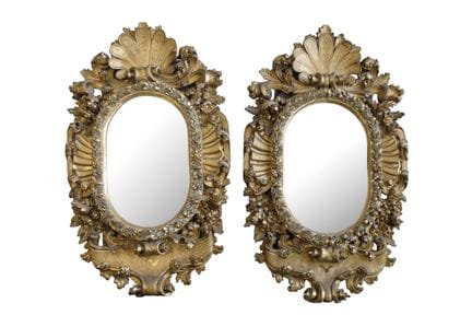 Pair of important Isabeline palace mirrors in carv