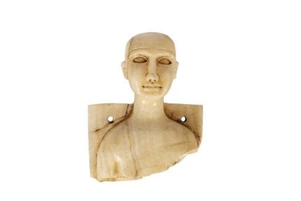 Male bust in carved and polished alabaster. South 