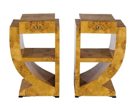 Pair of Art Deco style bedside tables veneered in 