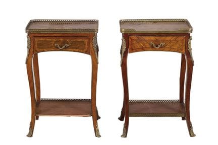 Pair of Louis XV style side tables in carved and v