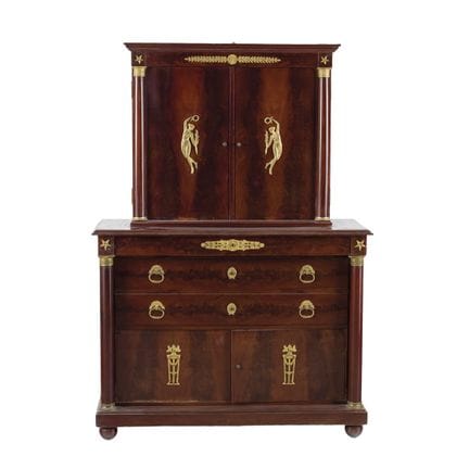 Important Empire-era cigar cabinet made of carved 