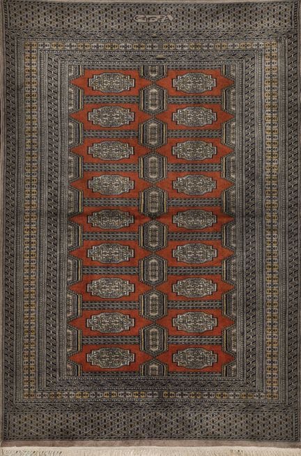 Oriental Buchara rug made of wool and silk. Floral