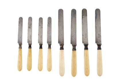 Set of 24 French table knives and 12 French desser