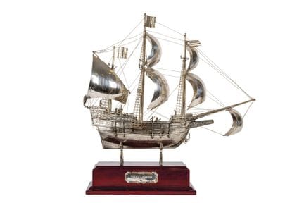 Mayflower ship made of hallmarked Spanish silver, 