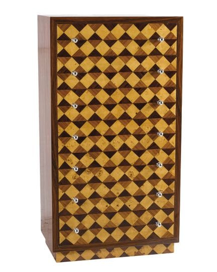 Art Deco style weekly chiffonier with a checkerboa