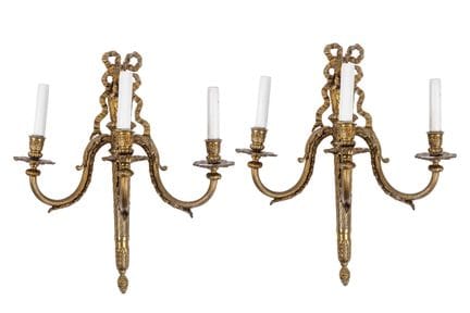 Pair of important Louis XVI style wall sconces mad