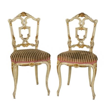 Pair of Italian-style chairs made of lacquered woo