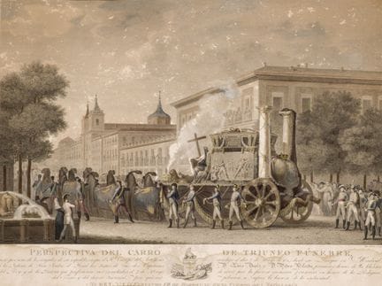 Drawn by José Rivelles, engraved by Blas Ametller 