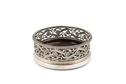 Silver bottle holder in hallmarked English silver,