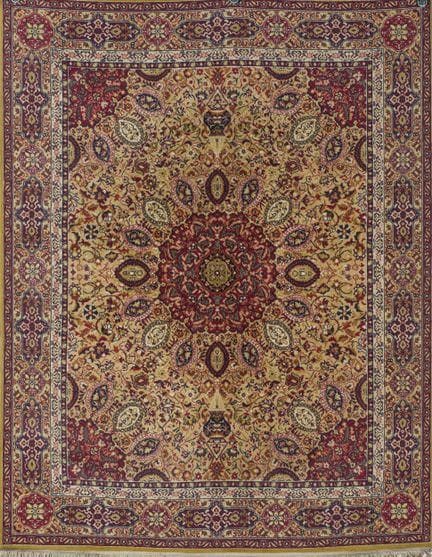Persian rug made of wool. Intertwined floral and v