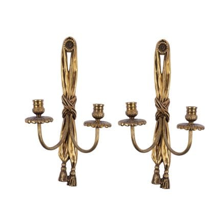 Pair of Louis XVI style two-light wall sconces mad