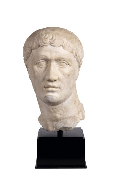 Head made of carved and polished marble. Rome, 1st