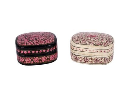 Pair of Indian papier-mâché boxes decorated with f