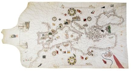 "PORTULANE CHART OF MATEO PRUNES OF 1563".- The or