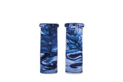 Pair of pressed crystal candlesticks by the Swedis