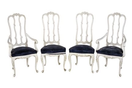 Louis XV style chairs made of carved wood and pain