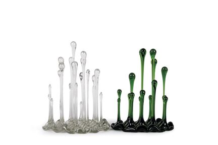 Set of two decorative compositions made of glass, 