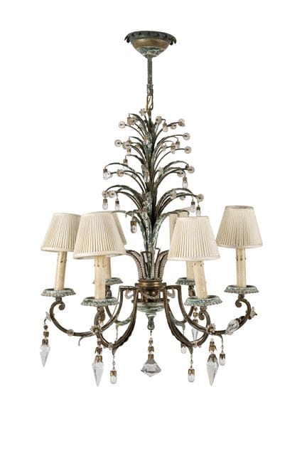 Six-light ceiling lamp in the style of Maison Bagu
